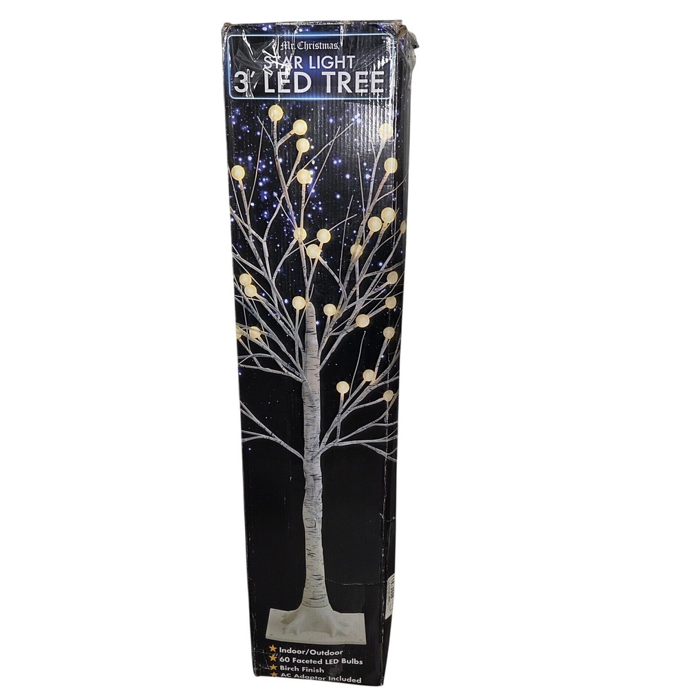 Mr. Christmas 3 FT Star Light LED White Birch Tree Indoor Outdoor New Working